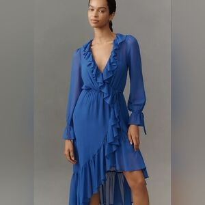 Elegant Blue Ruffled Dress